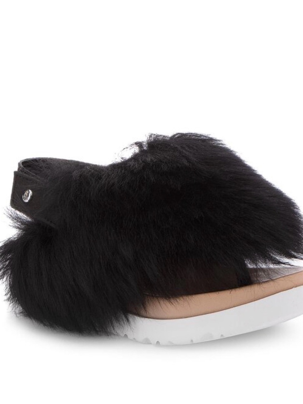 UGG Black Fluff Slide Sandal for Women